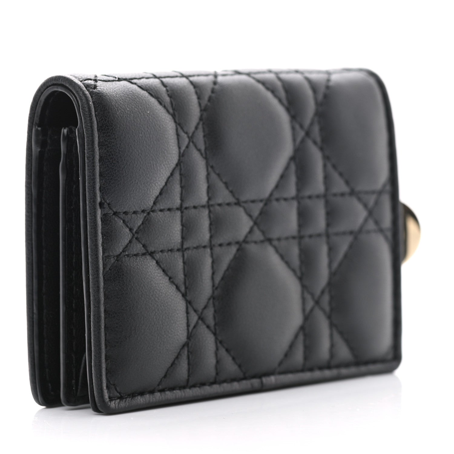 Christian Dior Lambskin Cannage Small Lady Dior Flap Card Holder Black 2 of 7