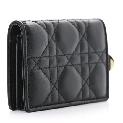 Christian Dior Lambskin Cannage Small Lady Dior Flap Card Holder Black 2 of 7