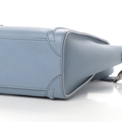Celine Drummed Calfskin Nano Luggage Blue 10 of 16