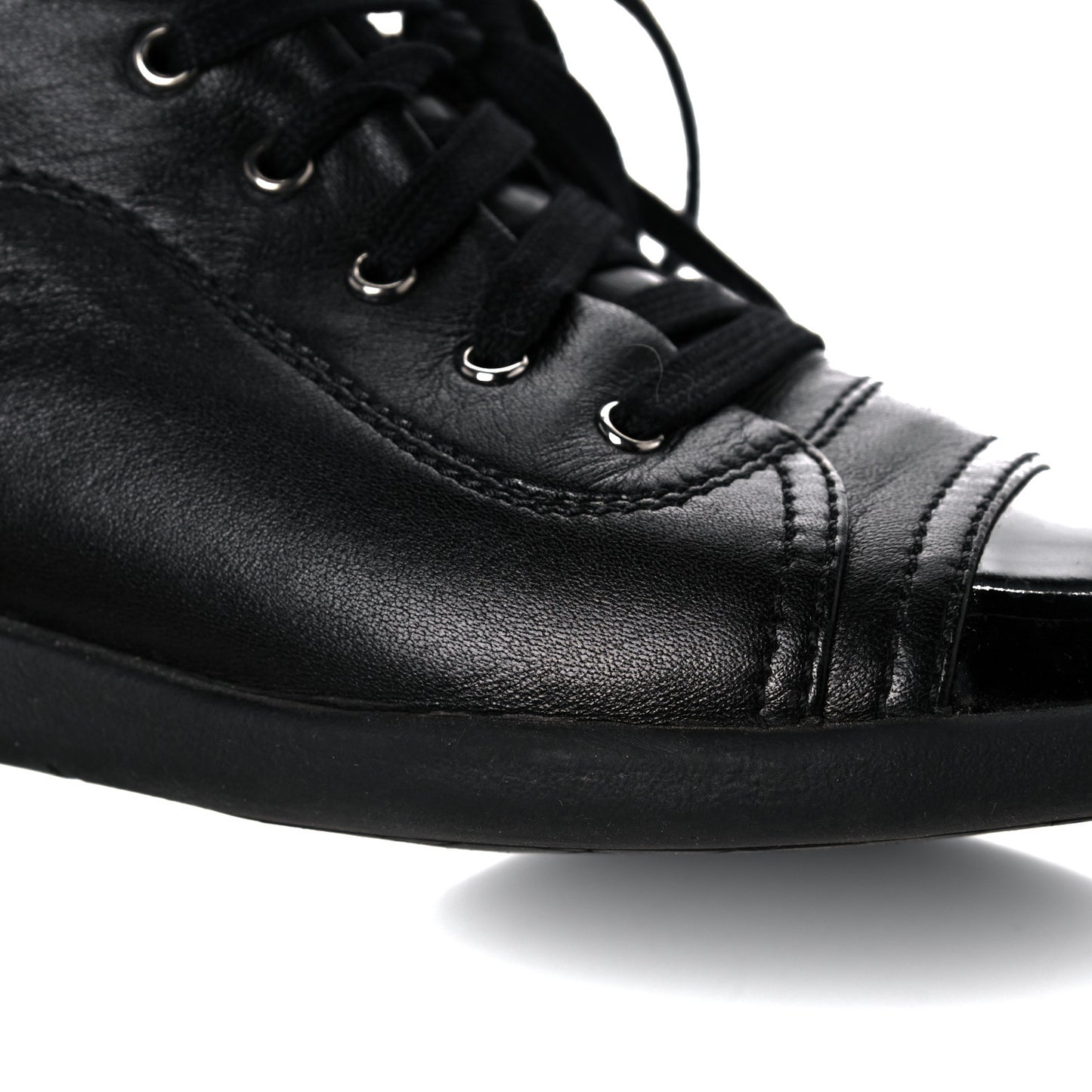 Lambskin Patent Cap Toe CC Sneakers 37.5 Black