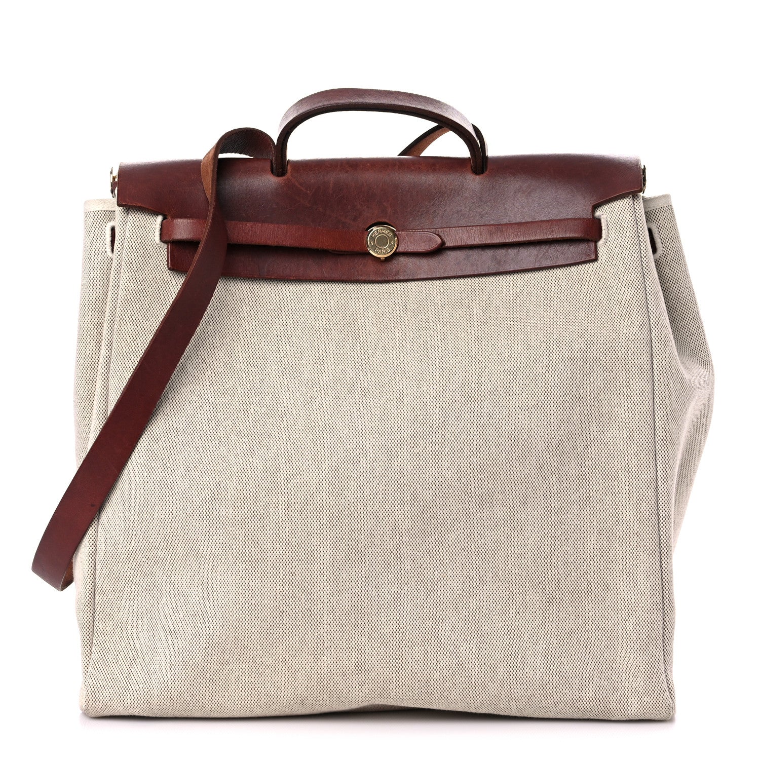 Hermes Toile Vache Calfskin Herbag 40 GM Natural 1 of 19