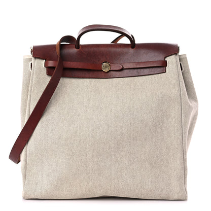 Hermes Toile Vache Calfskin Herbag 40 GM Natural 1 of 19
