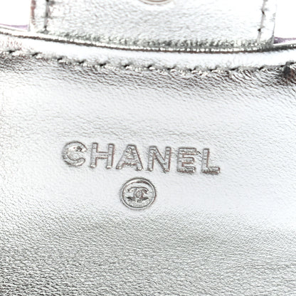 Chanel Gradient Metallic Calfskin Quilted Flap Card Holder Wallet Silver Blue Yellow Purple 6 of 8