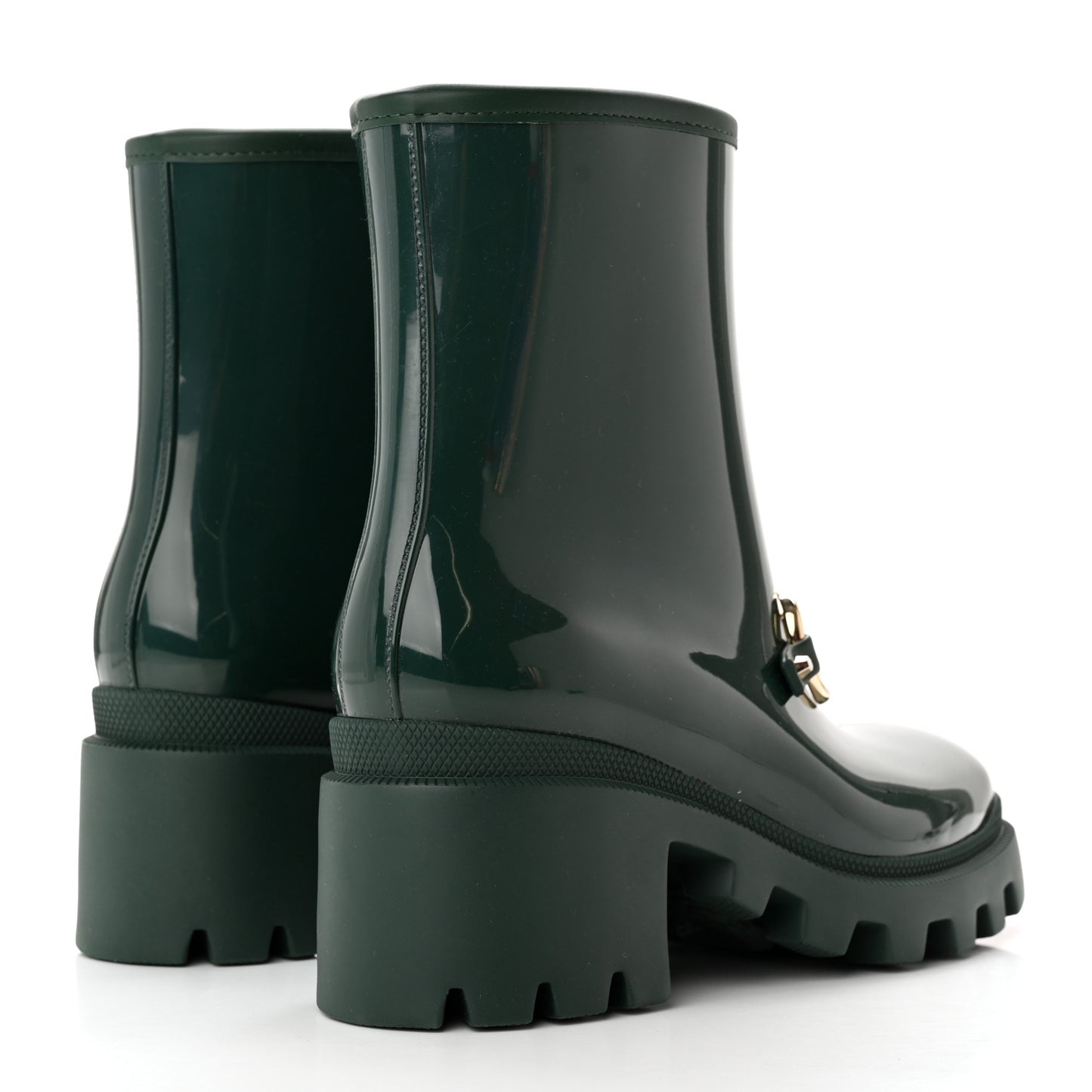 Rubber Womens Horsebit Ankle Boots 36 Vintage Green