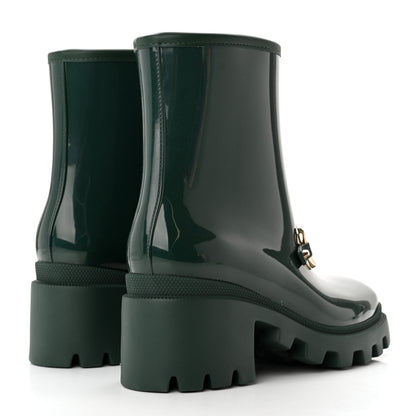 Gucci Rubber Womens Horsebit Ankle Boots 36 Vintage Green 4 of 9