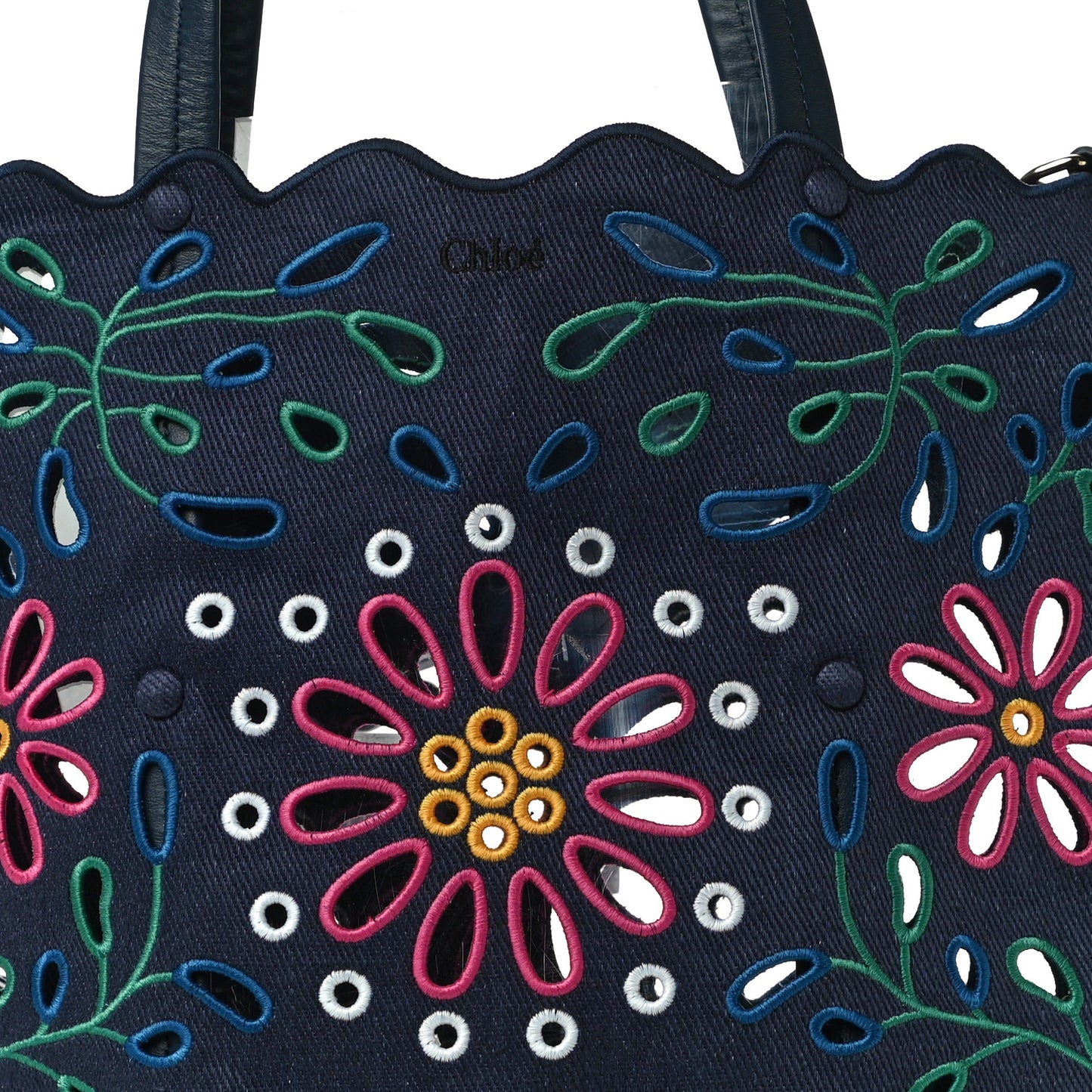 Linen Calfskin Large Kamilla North-South Tote Navy Multicolor