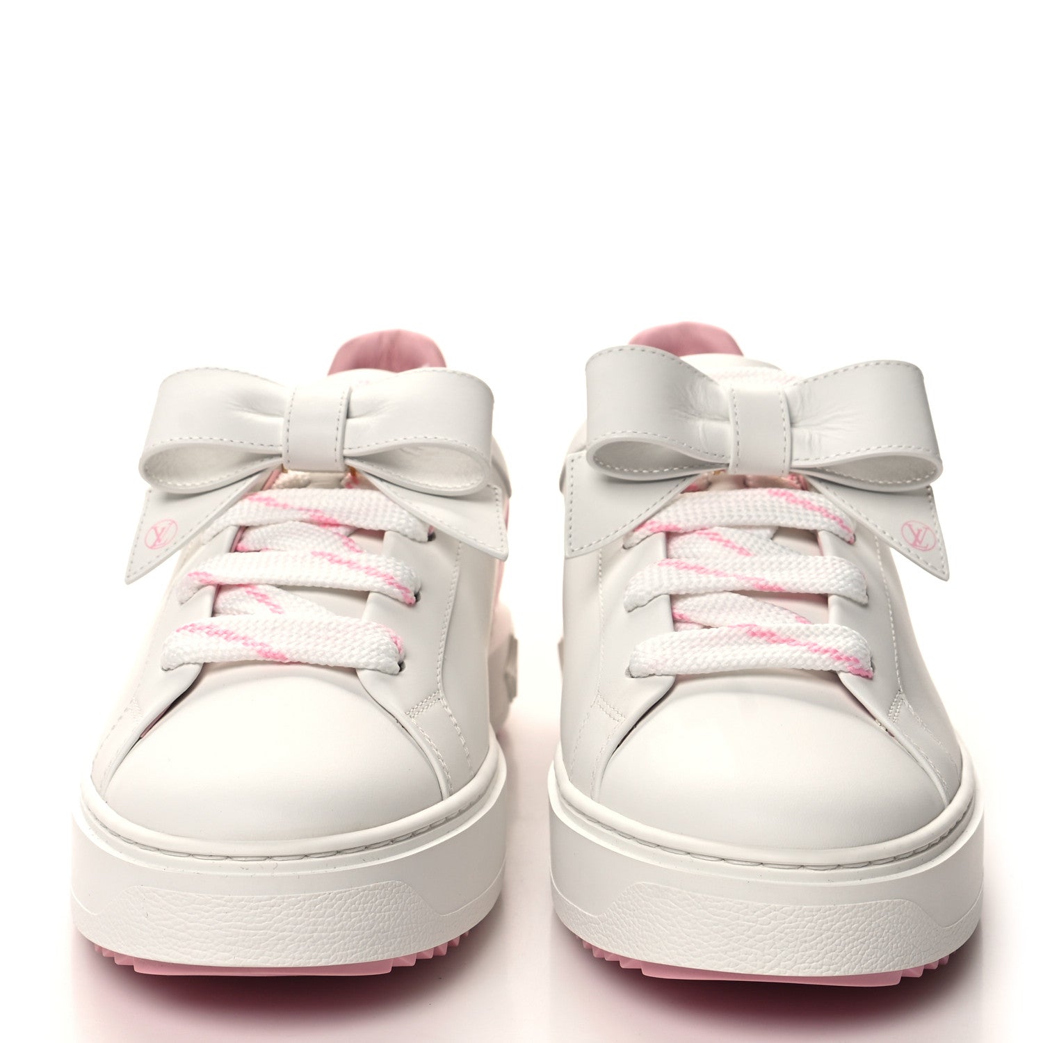 Louis Vuitton Calfskin Time Out Bow Sneakers 41 White Pink 2 of 10
