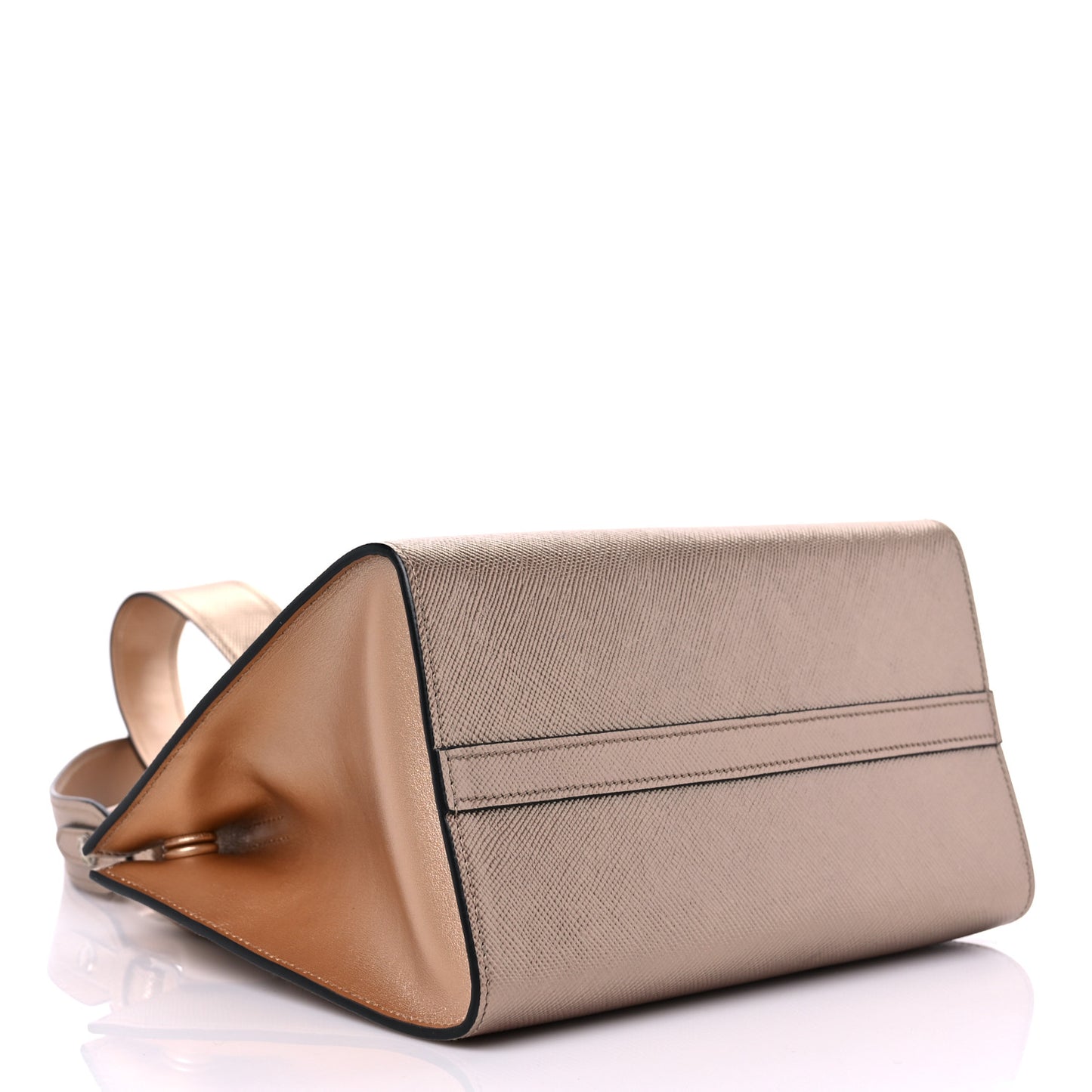 Saffiano Cuir Calfskin Small Monochrome Top Handle Tote Quarzo Mordo