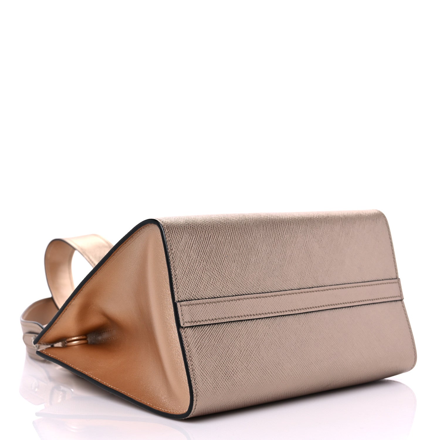 Prada Saffiano Cuir Calfskin Small Monochrome Top Handle Tote Quarzo Mordo 3 of 7
