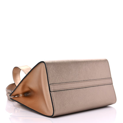 Prada Saffiano Cuir Calfskin Small Monochrome Top Handle Tote Quarzo Mordo 3 of 7