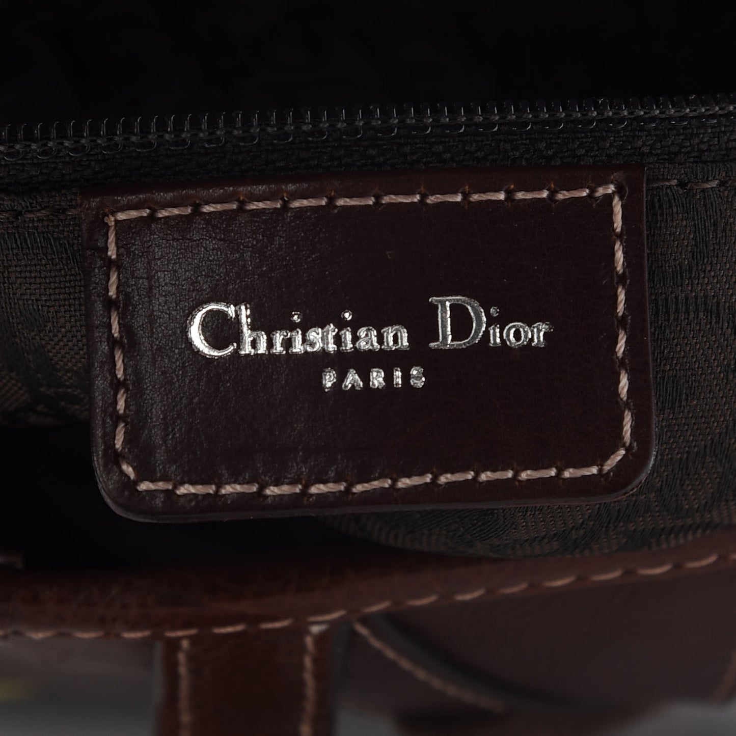 Calfskin Embroidered Romantic Flowers Saddle Bag Brown