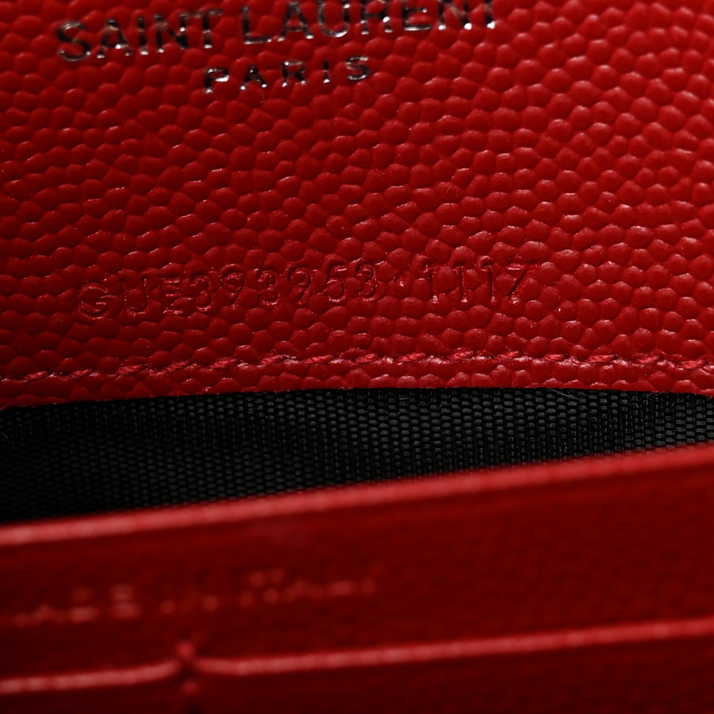 Grain De Poudre Matelasse Chevron Monogram Envelope Chain Wallet Rouge Eros