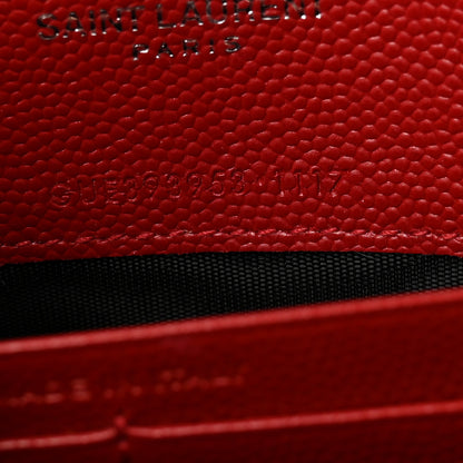 Saint Laurent Grain De Poudre Matelasse Chevron Monogram Envelope Chain Wallet Rouge Eros 7 of 11