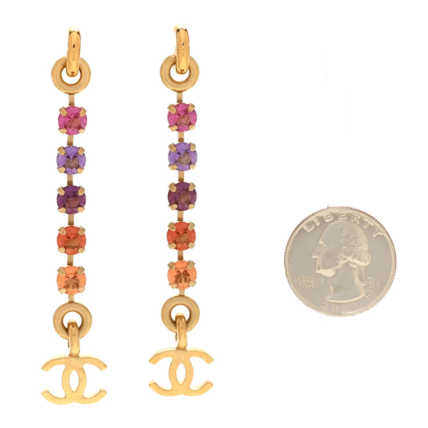 Crystal CC Drop Earrings Multicolor