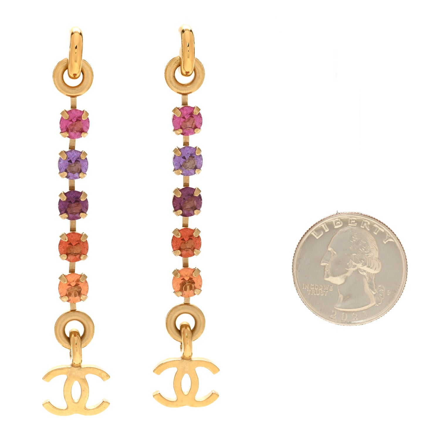 Chanel Crystal CC Drop Earrings Multicolor 2 of 5