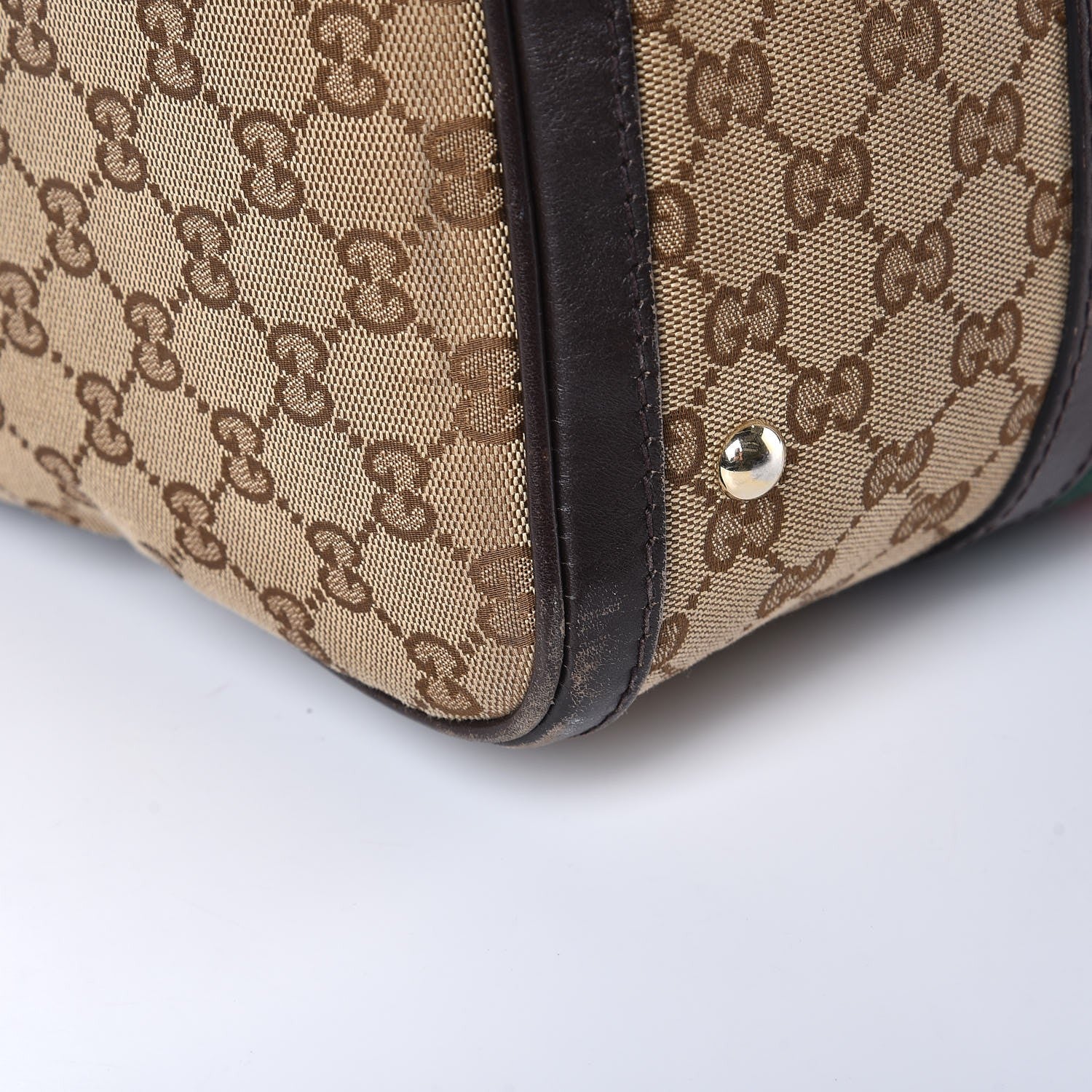 Gucci Monogram Vintage Web Medium Boston Dark Brown 25 of 28