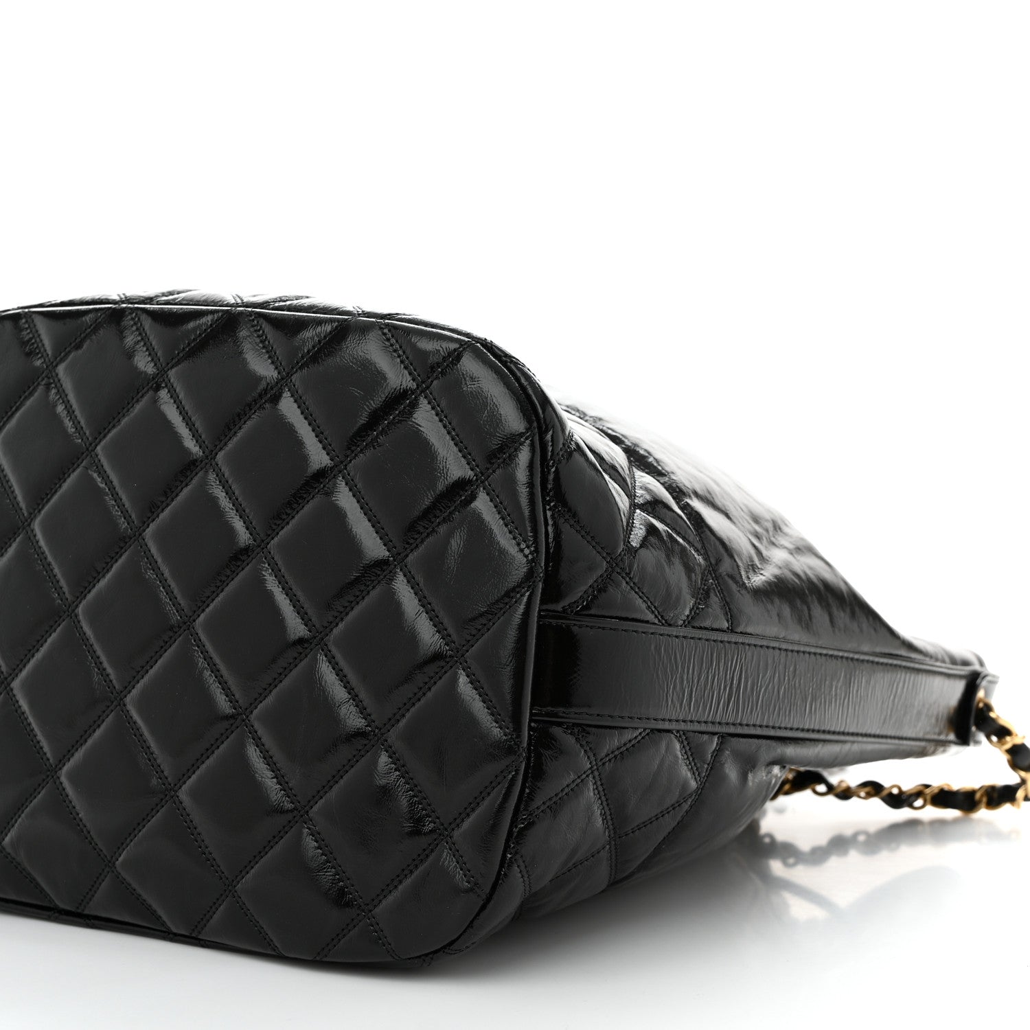 Chanel Shiny Aged Calfskin CC Chain Drawstring Bag Black 10 of 10