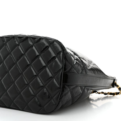 Chanel Shiny Aged Calfskin CC Chain Drawstring Bag Black 10 of 10