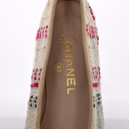 Chanel Tweed Calfskin Cap Toe Ballerina Flats 39.5 Beige Multicolor 7 of 7