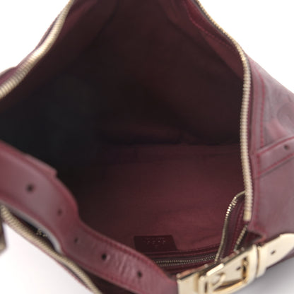 Gucci Calfskin Horsebit Embossed Glam Hobo Burgundy 5 of 11