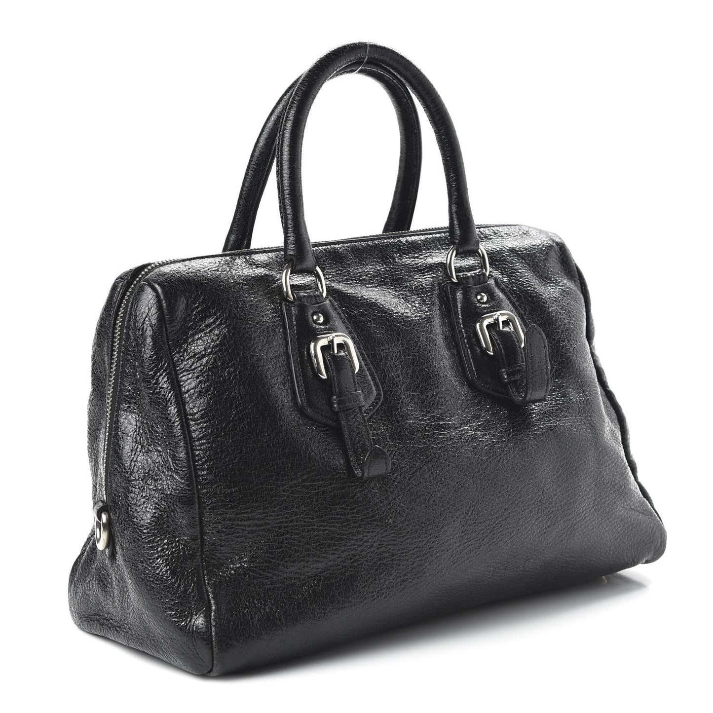 Vernice Naplak Zipper Bowler Tote Black