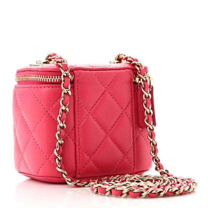 Chanel Lambskin Quilted Trendy Mini Vanity Case With Chain Dark Pink 2 of 11