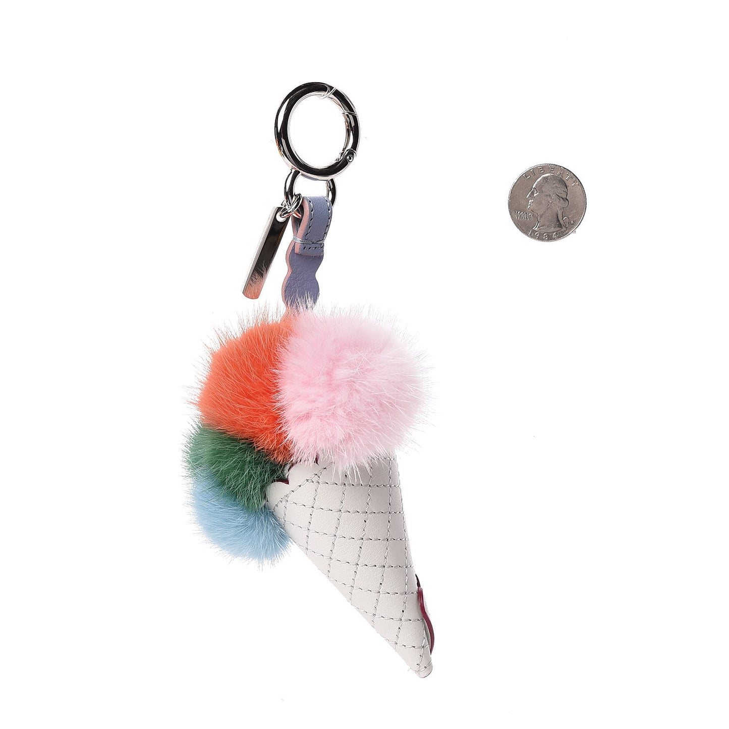 Mink Fur Calfskin Fun Fair Bag Charm Multicolor