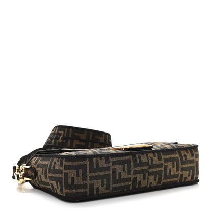 Fendi Fabric Jacquard FF 1974 Medium Baguette Tobacco Moro Black 4 of 13