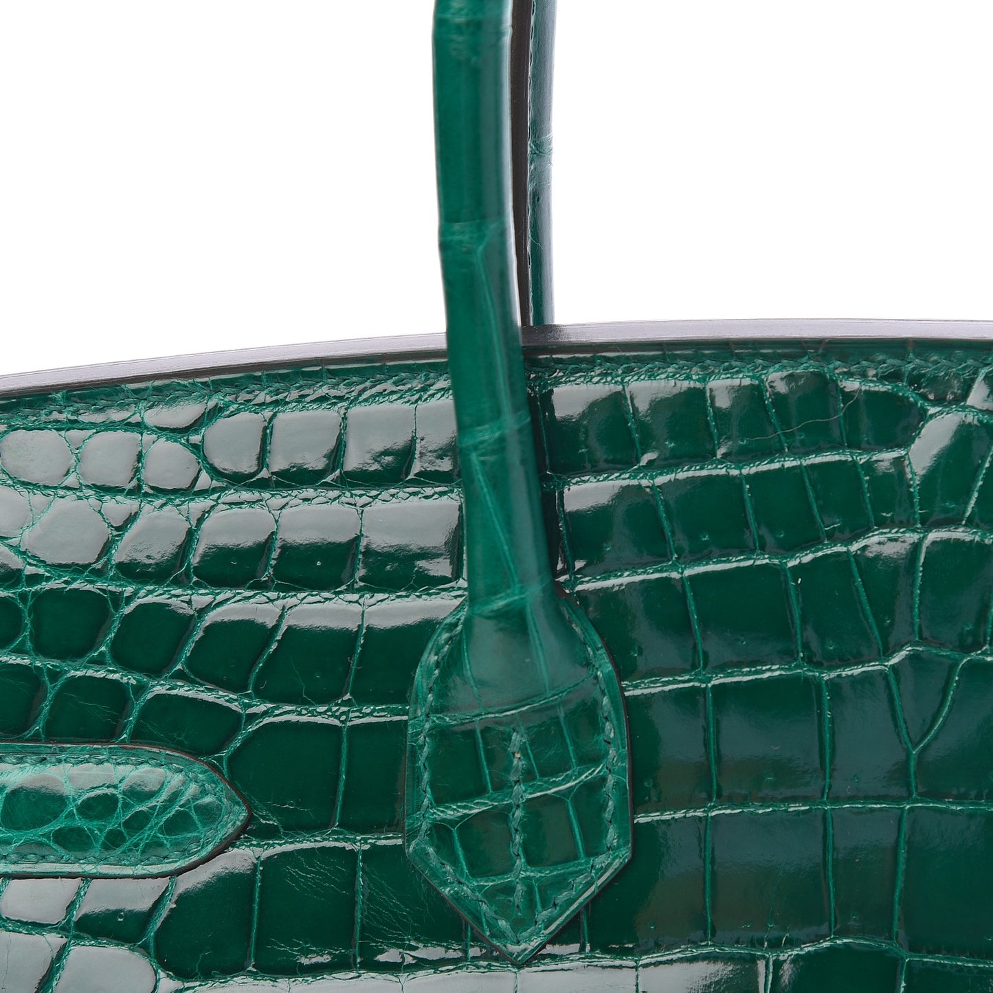 Shiny Niloticus Crocodile Horseshoe Birkin 30 Vert Emeraude Black
