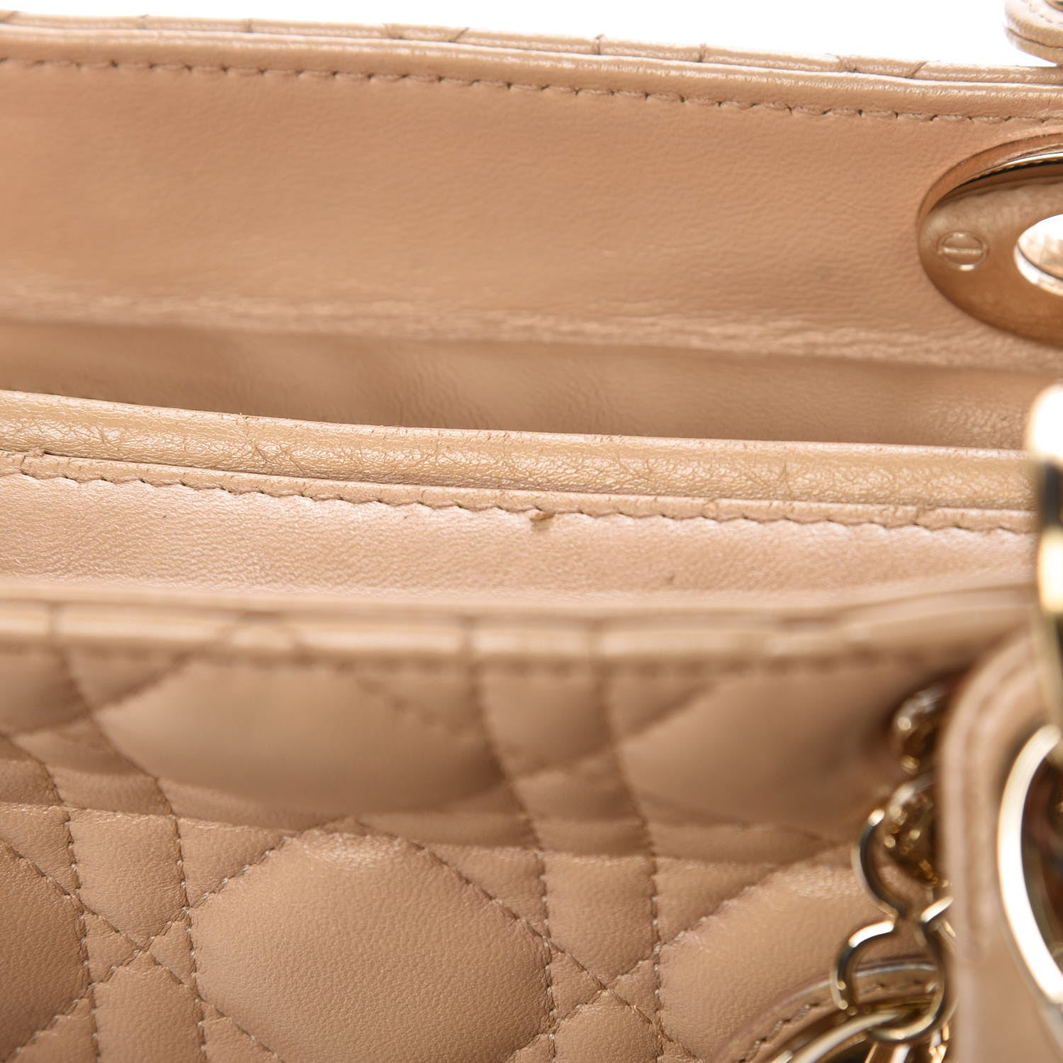 Christian Dior Lambskin Cannage Large Lady Dior Beige 12 of 15