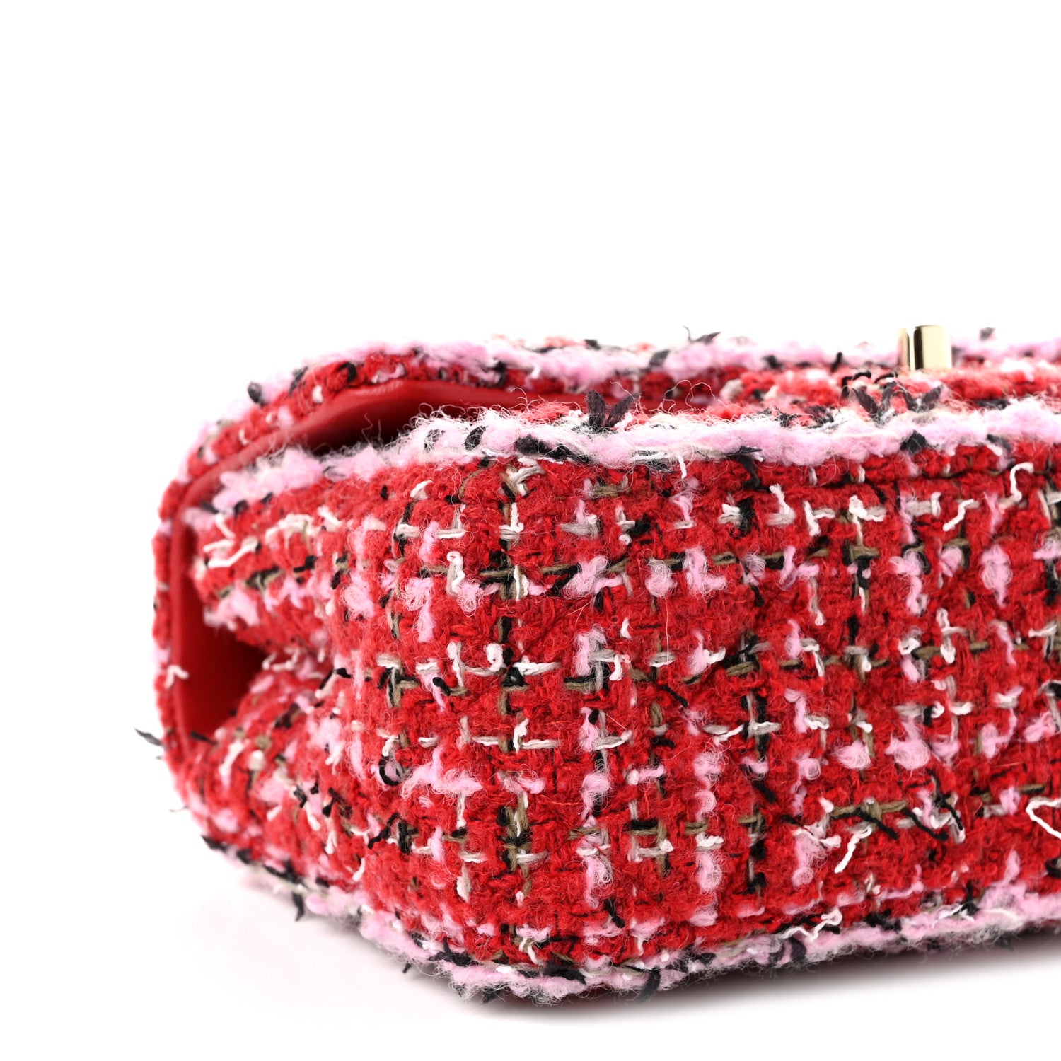 Chanel Tweed Quilted Mini Rectangular Flap Red Pink Multicolor 9 of 10