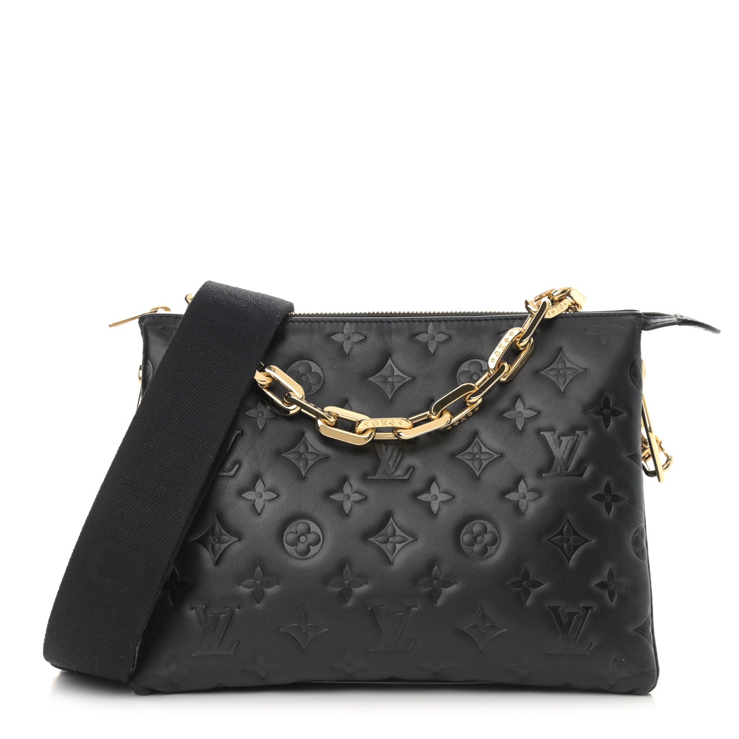 Louis Vuitton Lambskin Embossed Monogram Coussin PM Black 1 of 11