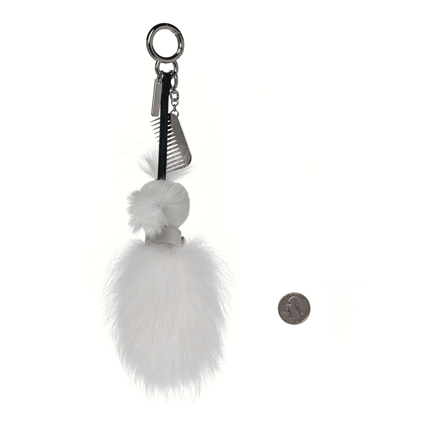 Fox Goat Mink Fur Nappa Crystal Studded Mini Karlito Tuxedo Bag Charm White Multicolor