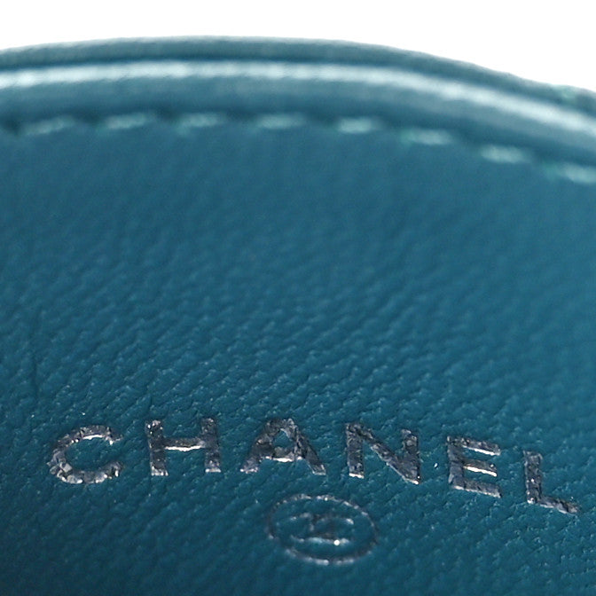 Chanel Caviar Quilted Phone Holder Turquoise 7 of 10