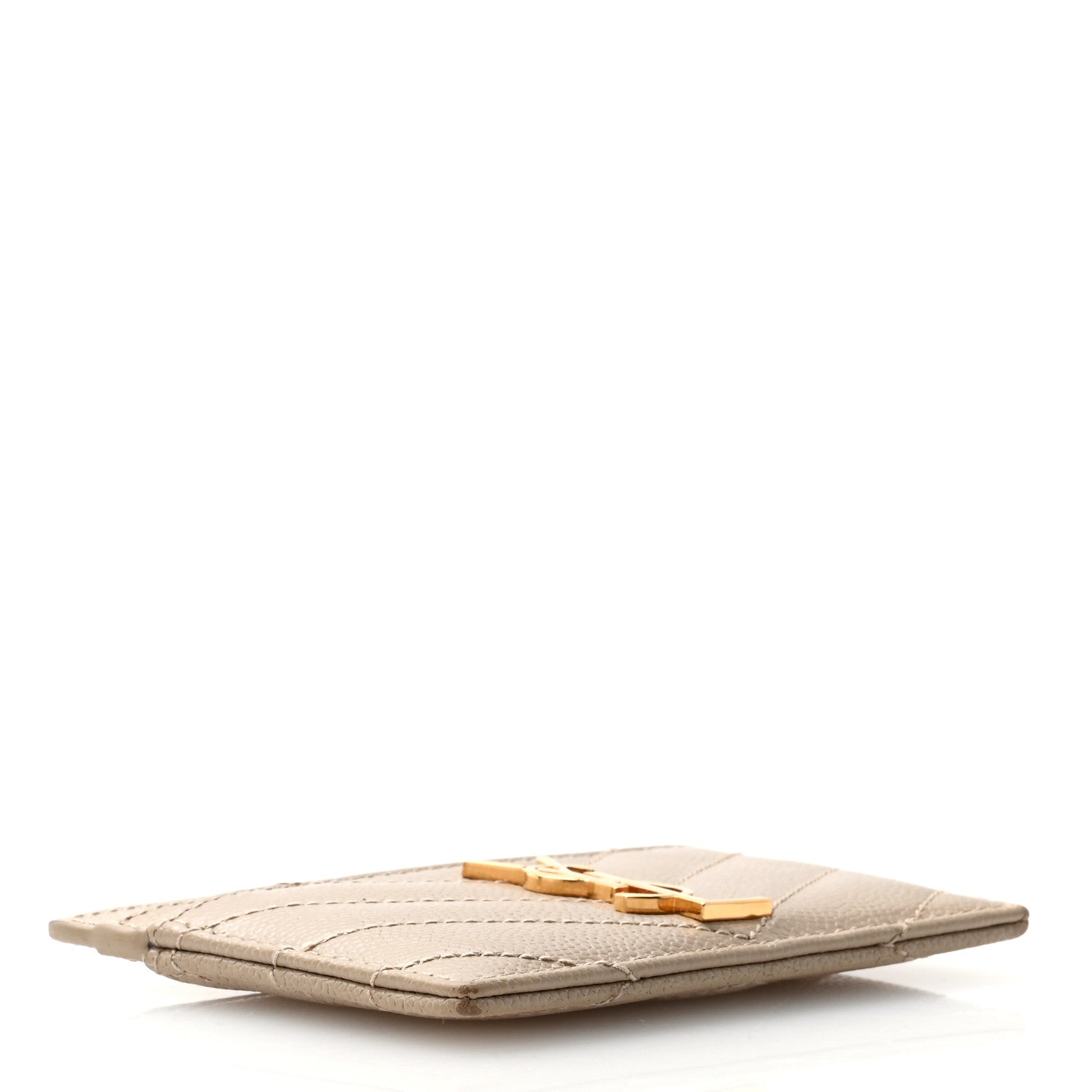 Saint Laurent Grain De Poudre Matelasse Chevron Monogram Credit Card Case Nude Powder 4 of 8