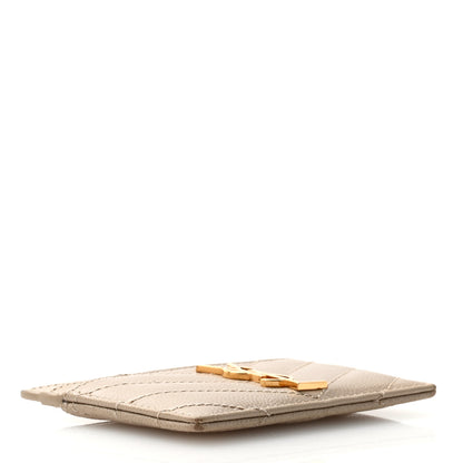 Saint Laurent Grain De Poudre Matelasse Chevron Monogram Credit Card Case Nude Powder 4 of 8