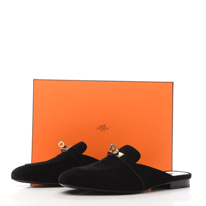 Hermes Velvet Goatskin Oz Mules 38.5 Black 8 of 8