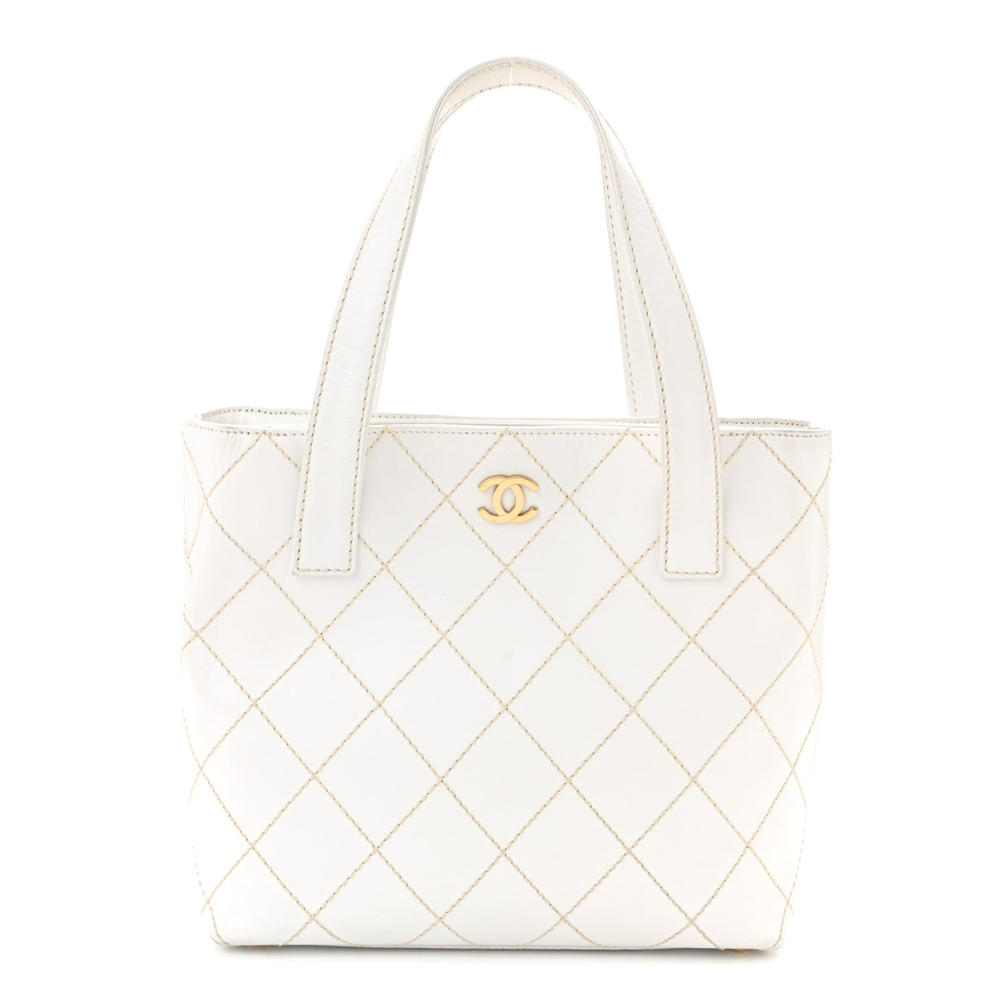 Calfskin Wild Stitch Tote White