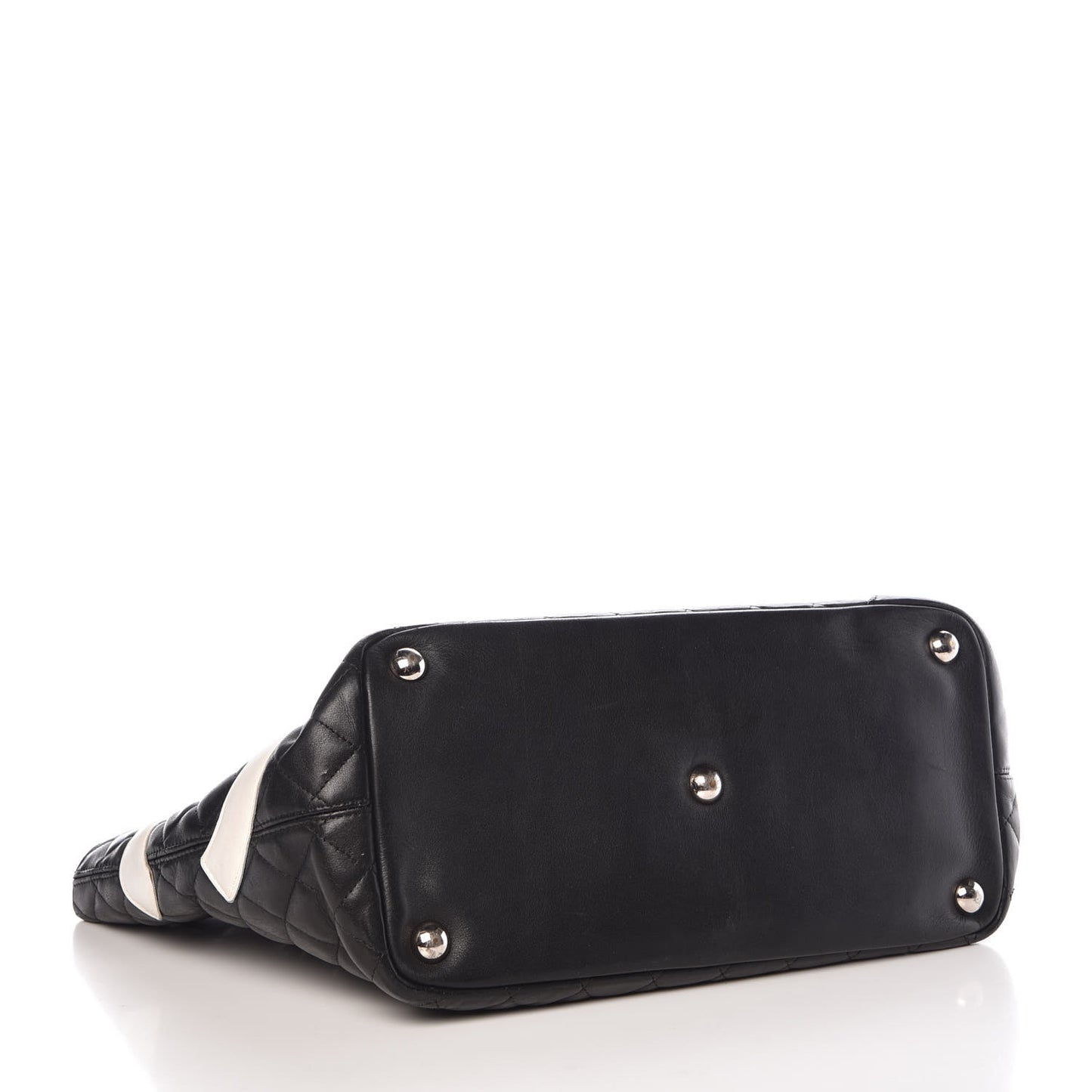 Calfskin Quilted Large Cambon Tote Black White