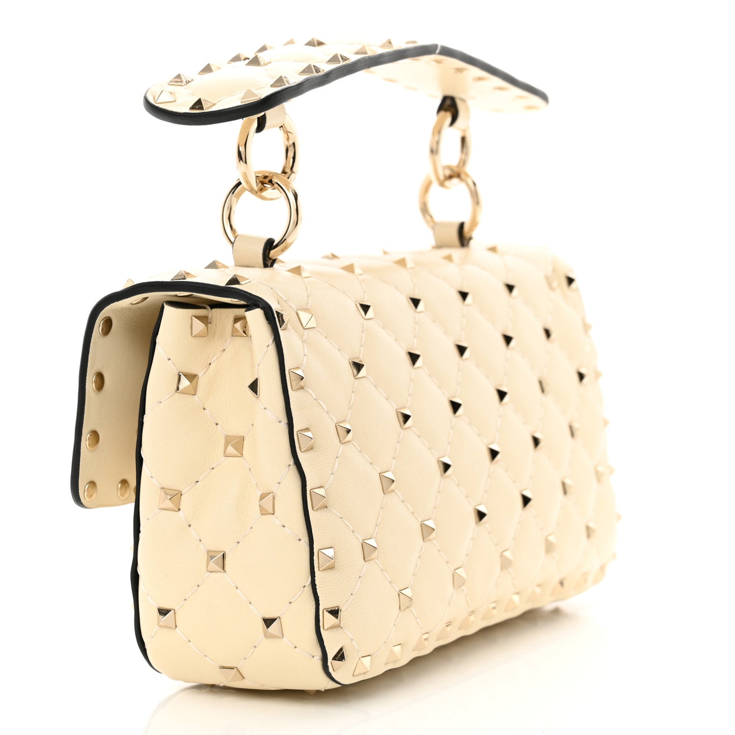 Nappa Small Rockstud Spike Shoulder Bag Light Ivory