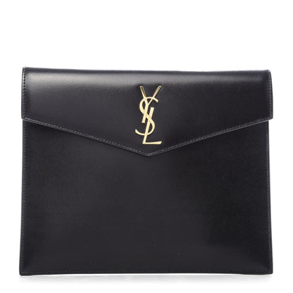 Saint Laurent Smooth Shiny Calfskin Monogram Uptown Baby Pouch Black 1 of 7