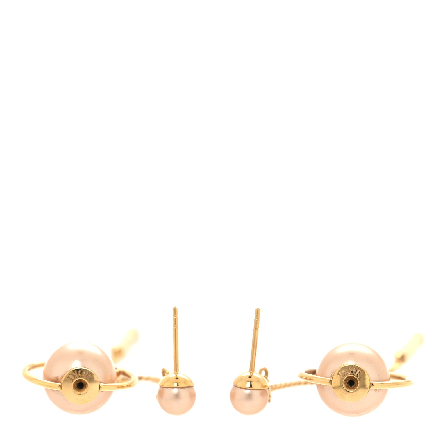 Christian Dior Pearl Tribales Dangle Chain Earrings Pink Gold 3 of 5
