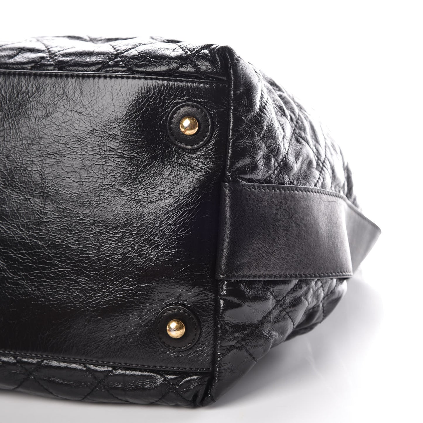 Glazed Calfskin Stingray Drawstring Bucket Black