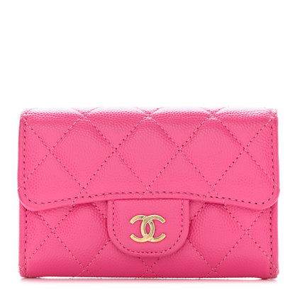 Chanel Caviar Quilted Flap Card Holder Wallet Dark Pink 1 of 11