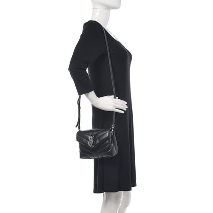 Saint Laurent Calfskin Y Quilted Monogram Toy Loulou Crossbody Bag Black 2 of 9