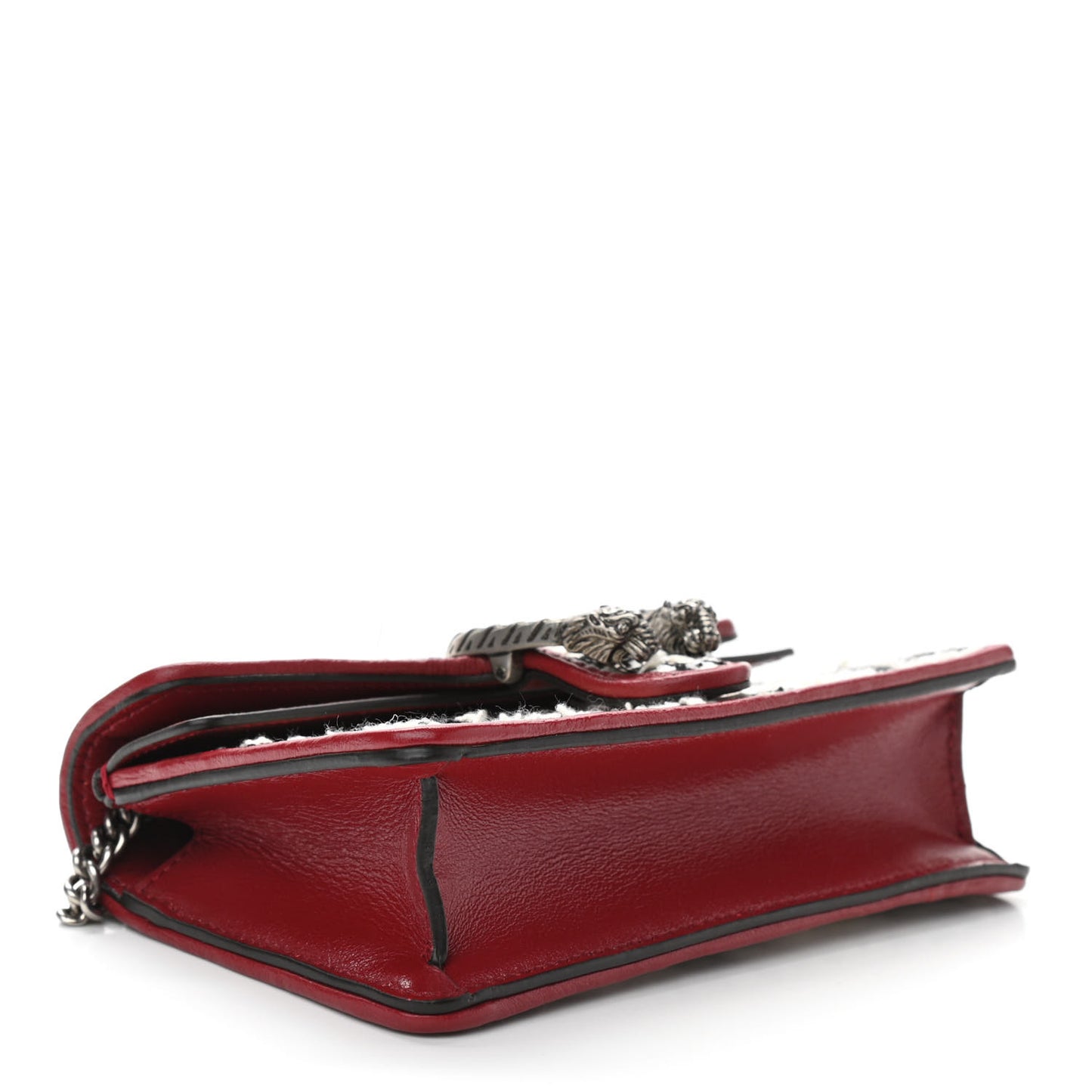 Tweed GG Monogram Super Mini Dionysus Shoulder Bag White Black Romantic Cherry