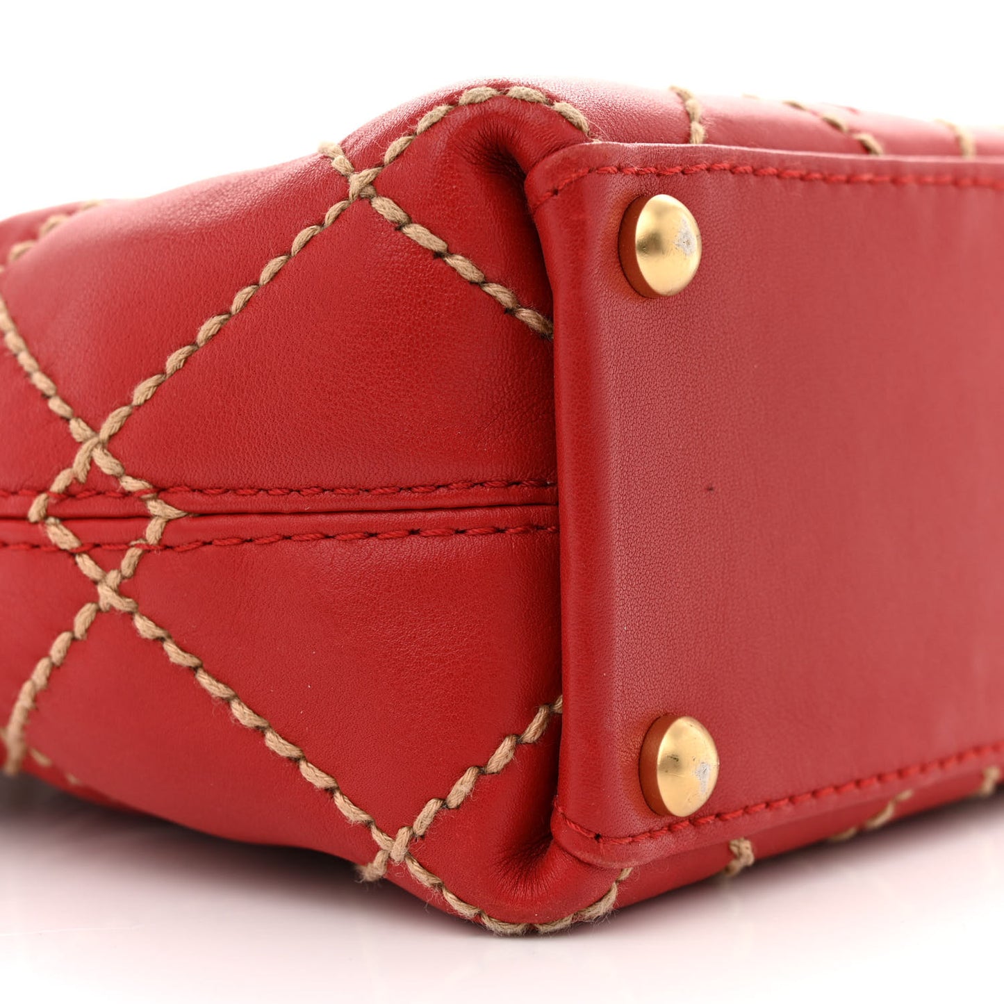 Calfskin Wild Stitch Tote Red