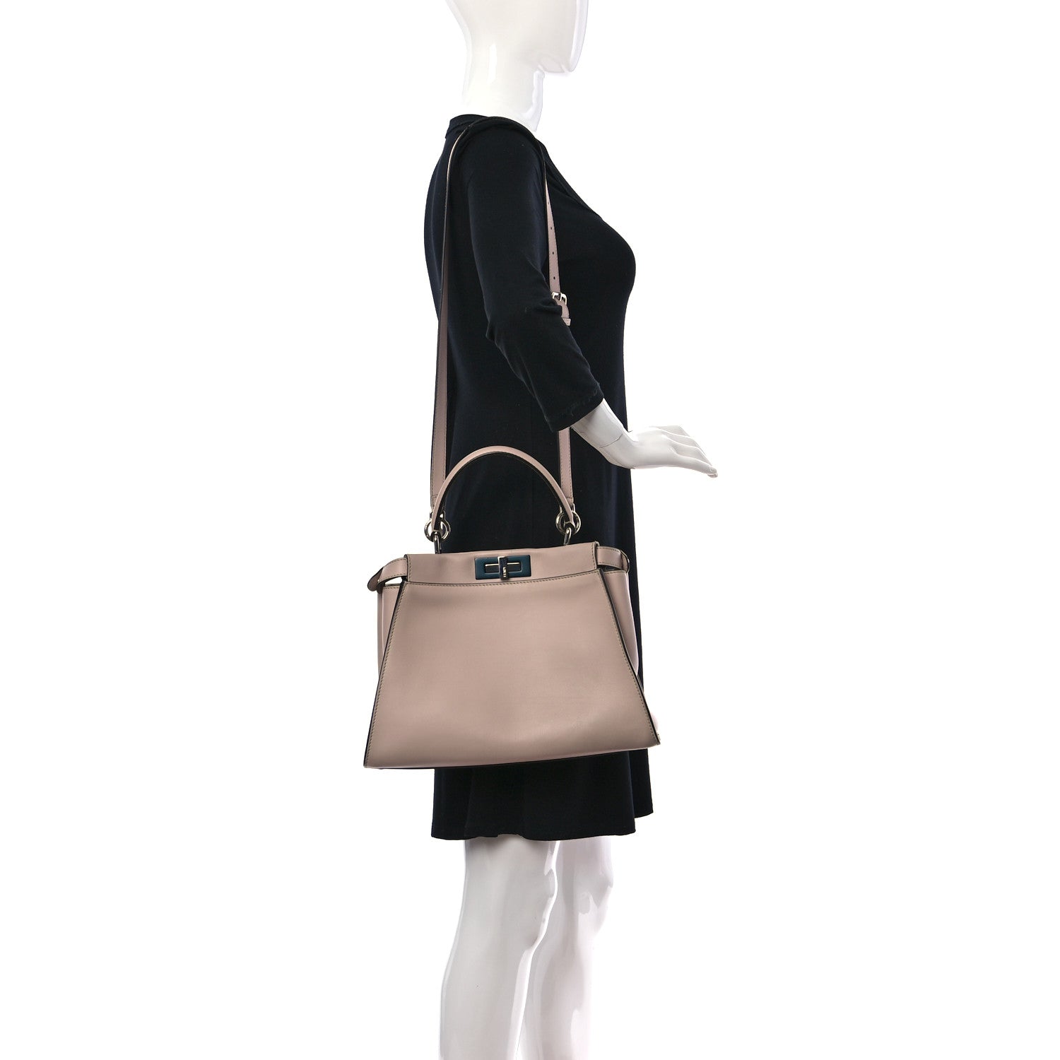 Fendi Vitello Seta Shiny Nappa Medium Peekaboo Iconic Satchel Soap Opale 2 of 19