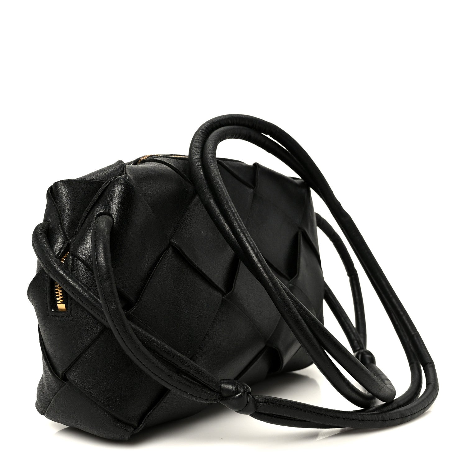 Bottega Veneta Lambskin Maxi Intreccio Small Cassette Camera Bag Black 3 of 11