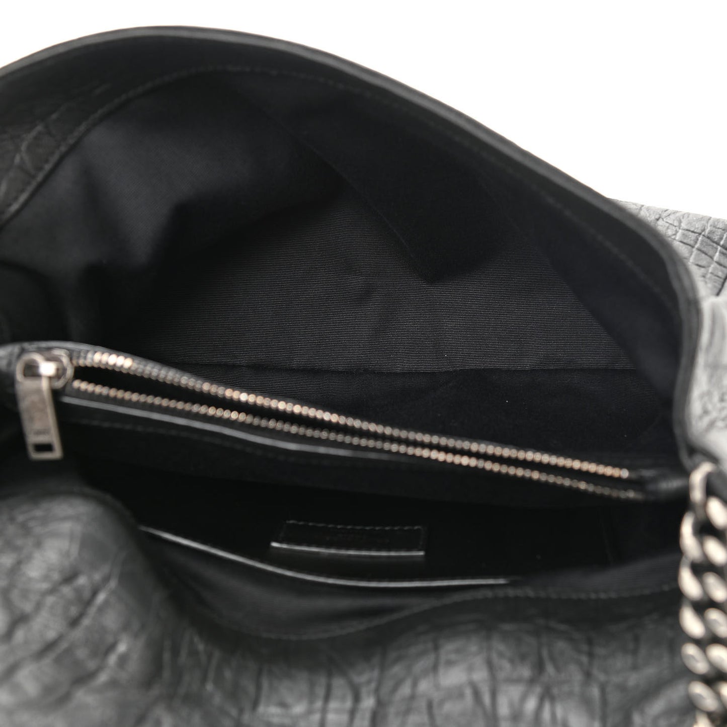 Calfskin Crocodile Embossed Medium West Hollywood Monogram Fold-Over Black